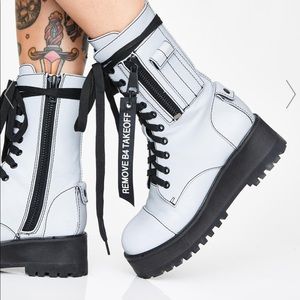 Poster girl - chunky reflective combat boots